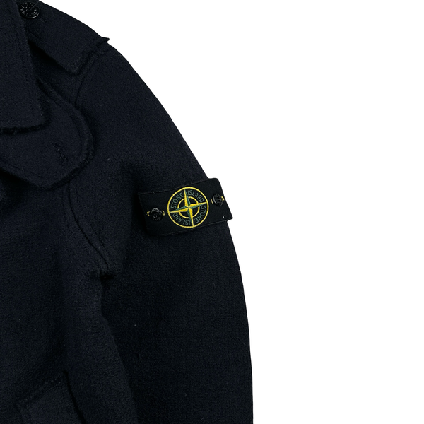 Stone Island 2010 Navy Double Breasted Thick Wool Pea Coat - Small