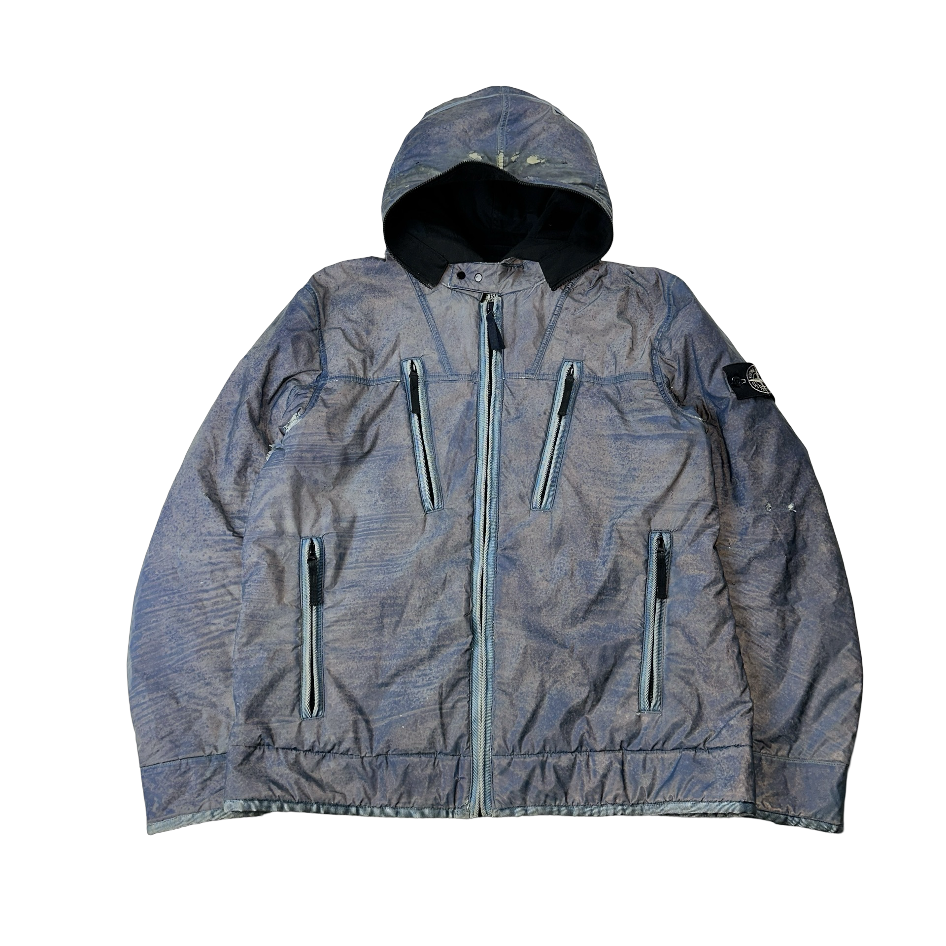 Stone Island Fleece Lined Blue Liquid Reflective Jacket - XL