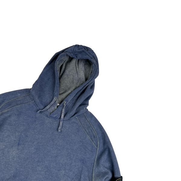 Stone Island 2021 Blue Cotton Dust Treatment Hoodie - Medium