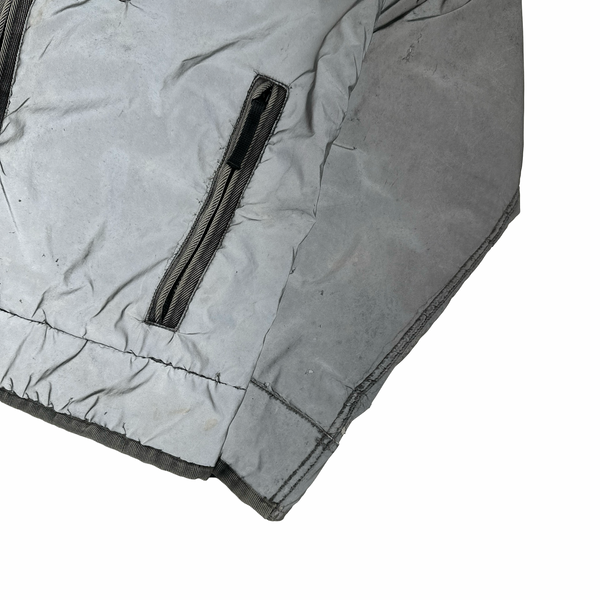 Stone Island Silver Liquid Reflective Fleece Lined Jacket - Large