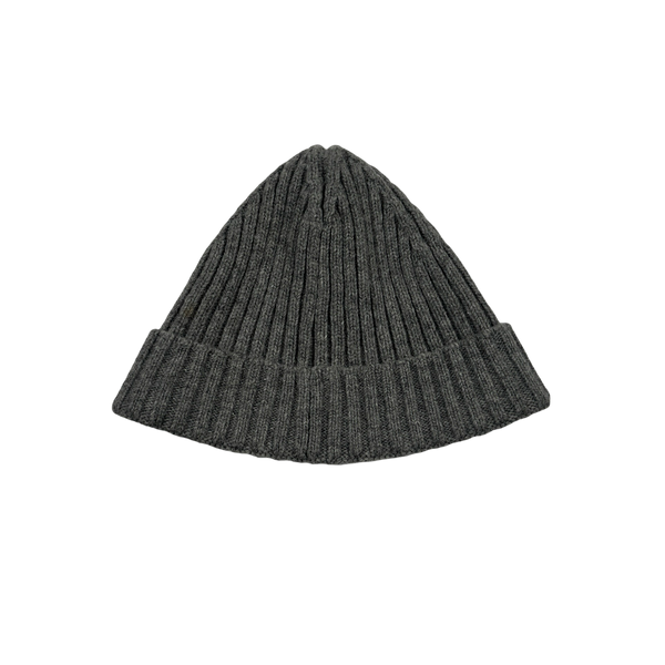 Stone Island Grey Ribbed Logo Patch Beanie