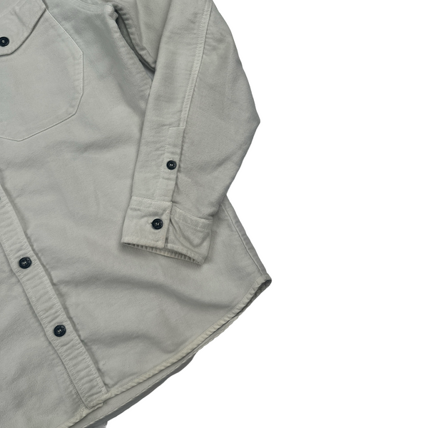 Stone Island Cream Thick Brushed Cotton Overshirt - Large