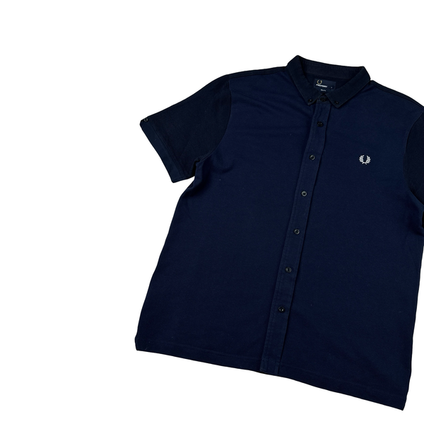Fred Perry Navy Two Tone Short Sleeve Polo Shirt - Large