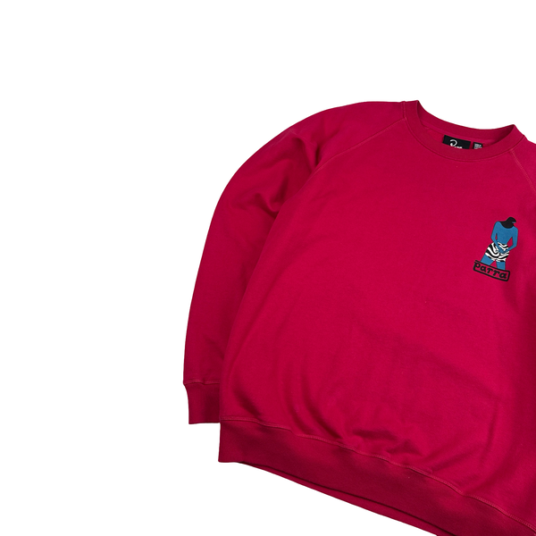 Parra Spellout Graphic Pink Cotton Jumper - Large