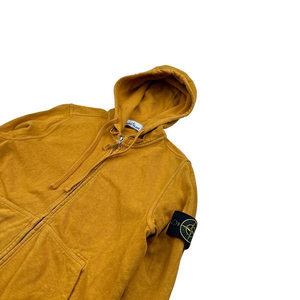 Stone Island 2017 Orange Zipped Cotton Hoodie - Small