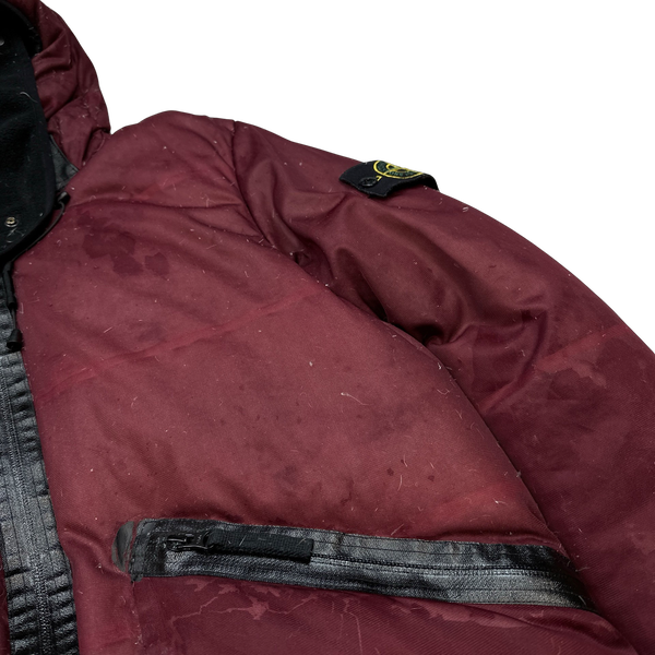 Stone Island 2010 Burgundy Welded Down Balaclava Puffer Jacket - Large
