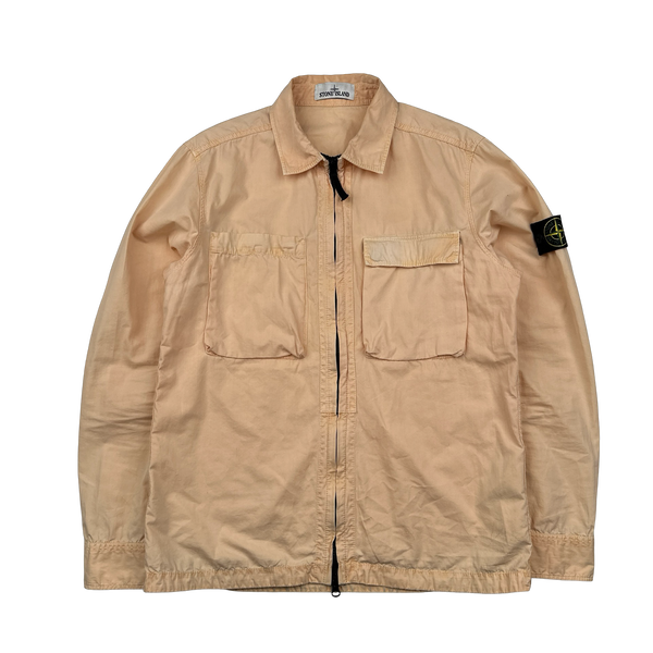 Stone Island 2018 Peach Cotton Zipped Overshirt - Large