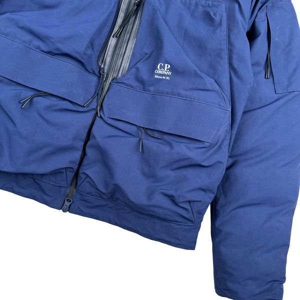 CP Company Navy Micro M R Down Filled Spellout Jacket - Small