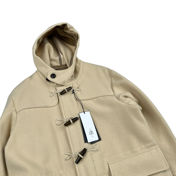 CP Company Tan Wool Spellout Watch Viewer Duffle Jacket - Large
