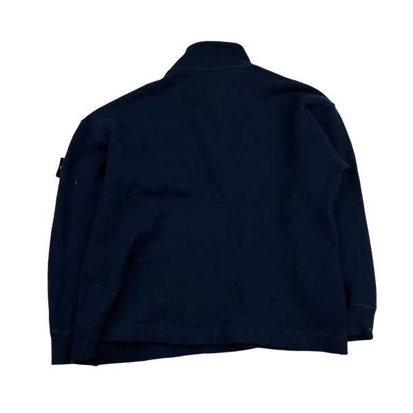 Stone Island Vintage 2002 Navy Wool Blend Quarter Zip Jumper - Large