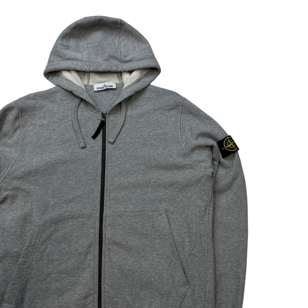 Stone Island 2020 Light Grey Zipped Cotton Hoodie - XL