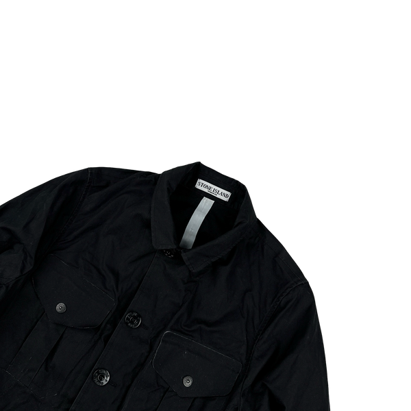 Stone Island 2007 Black Cotton Ventile Buttoned Blazer Jacket - Small
