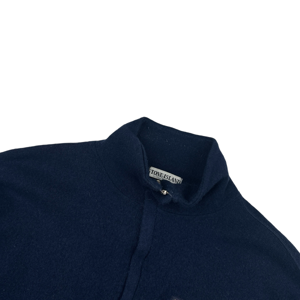 Stone Island 1996 Vintage Navy Quarter Zipped Wool Pullover - Large