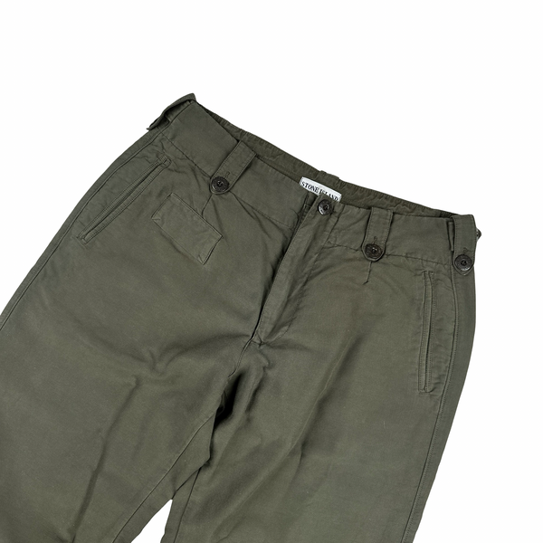 Stone Island 2001 Khaki Vintage Straight Relaxed Trousers - Large