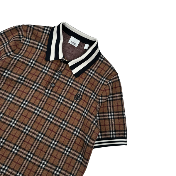 Burberry Nova Check Wool Polo Shirt - Large