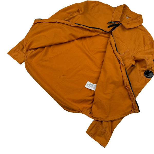 CP Company Orange Cotton Zipped Overshirt - Small