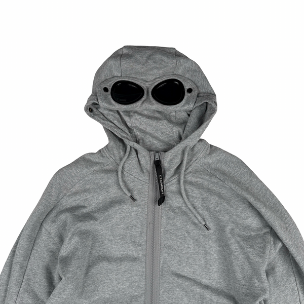 CP Company Grey Cotton Goggle Hoodie - Medium