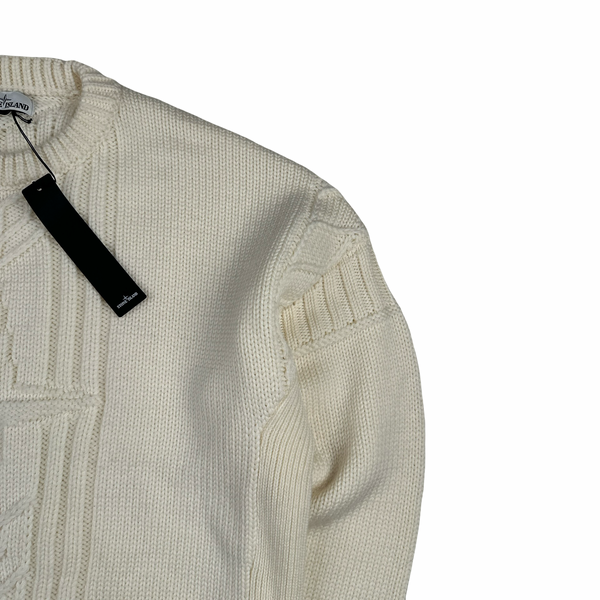 Stone Island 2020 White Thick Winter Embossed Knit - 3XL
