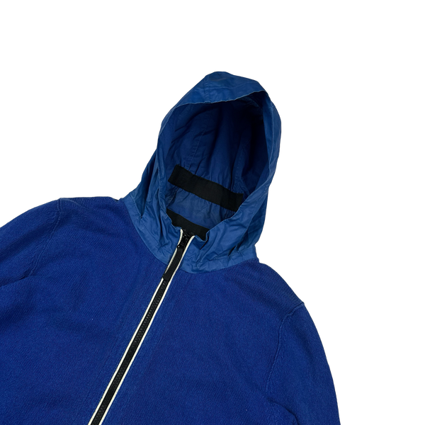 Stone Island 2012 Blue Cotton Knit Mussola Hood Zipped Hoodie - Medium