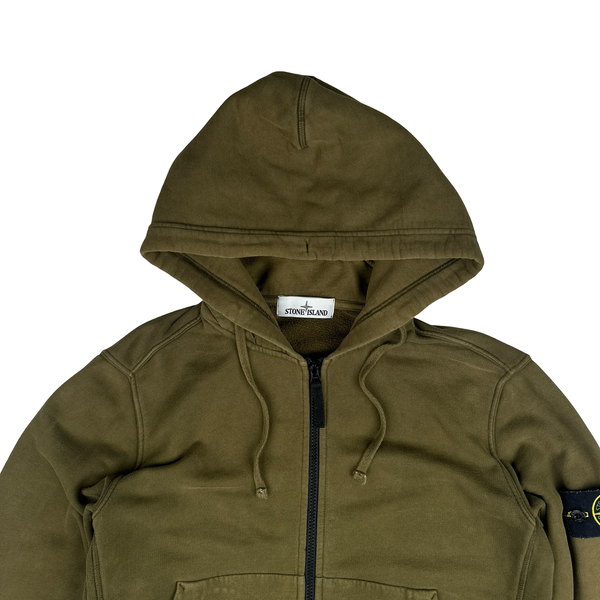 Stone Island 2016 Khaki Zipped Cotton Hoodie - Large