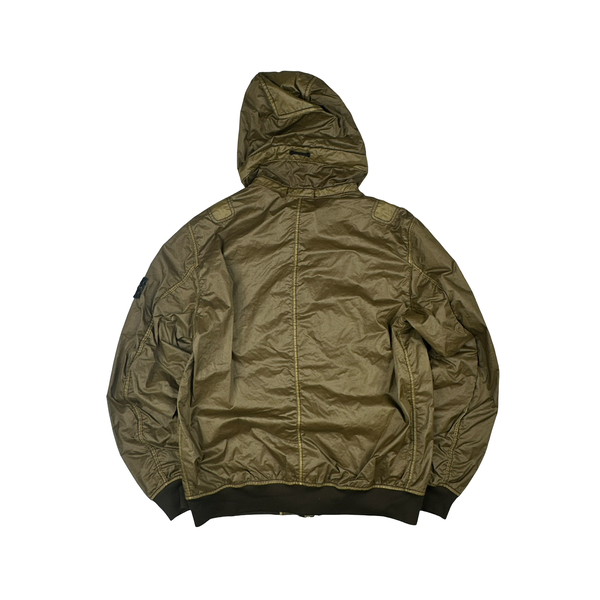 Stone Island 2018 Olive Green Lamy Flock Hooded Jacket - Large