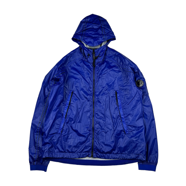 CP Company Blue Garment Dyed Rubber Hooded Jacket - 3XL