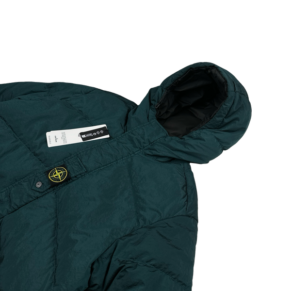 Stone Island 2023 Sea Green Reversible Nylon Metal Down Centre Badge Puffer Jacket - Large