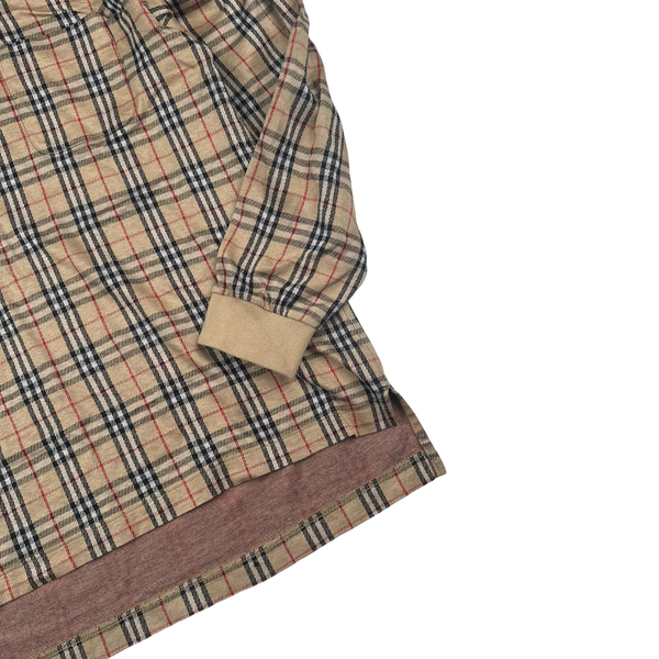 Burberry Nova Check Quarter Button Up Polo Shirt - Large