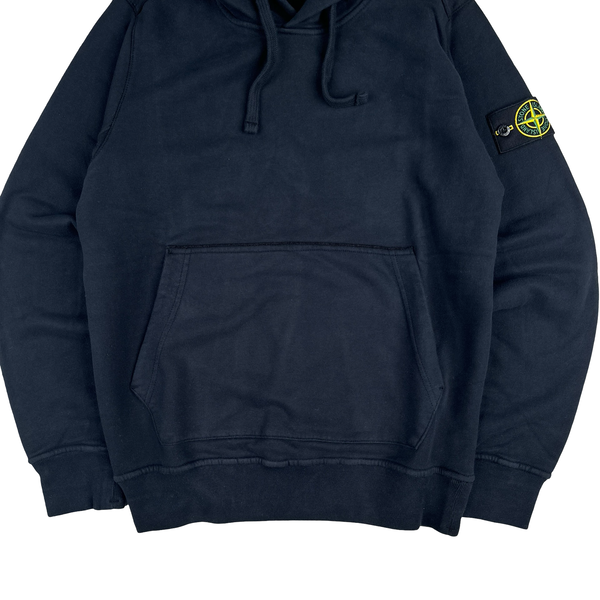 Stone Island Navy Cotton Pullover Hoodie - Small