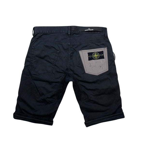 Stone Island 2015 Black Reflective Cycling Shorts - Medium