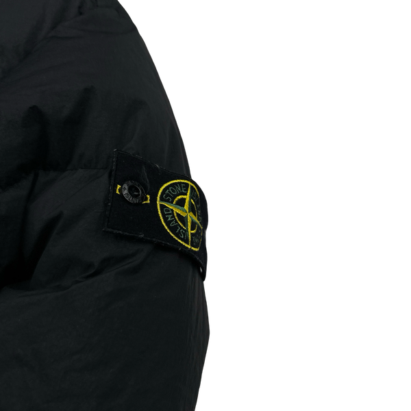 Stone Island 2021 Black Crinkle NY Down Puffer Jacket - Small