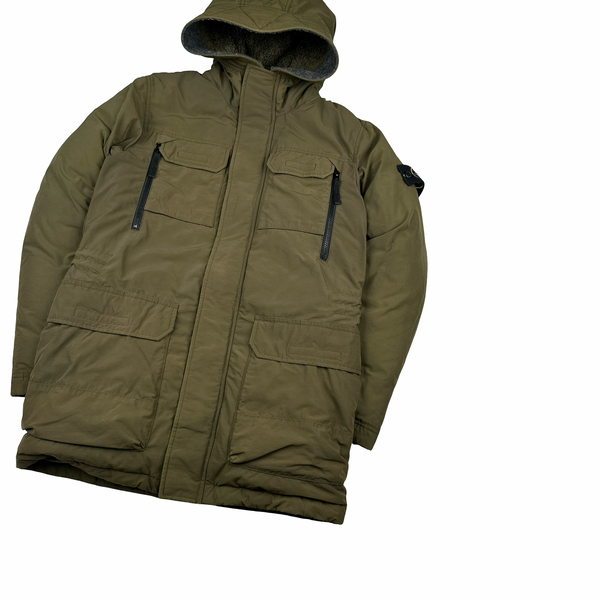 Stone Island 2018 Khaki Down Filled Multi Zipped Jacket - Small