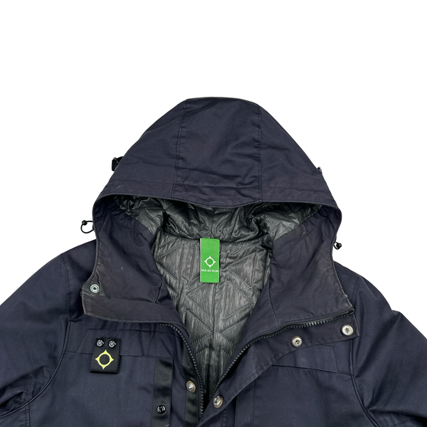 Ma Strum Navy Multipocket Long Quilted Jacket - XL