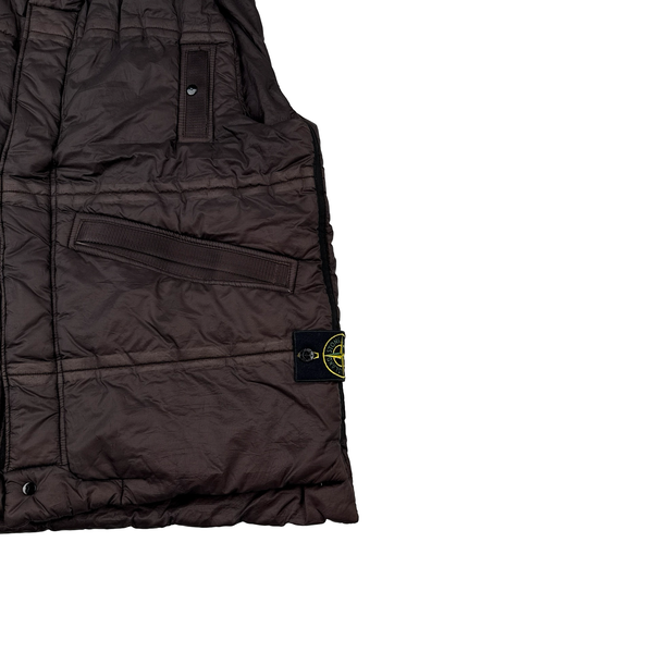 Stone Island Vintage Brown Nylon Multi Pocket Down Gilet - Large