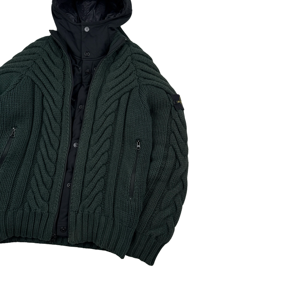 Stone Island 2016 Green President Knit Dutch Rope Zipped Jumper - Small