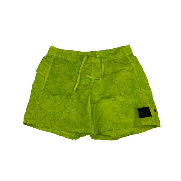 Stone Island Shadow Project 2022 Green Waffle Print Econyl Nylon Metal Shorts - Medium