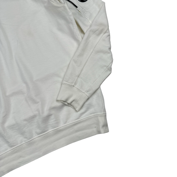 CP Company Cotton Quarter Zip Lens View White Jumper - XL