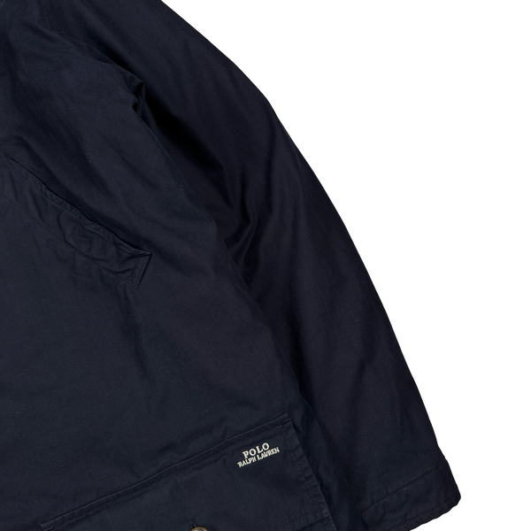 Ralph Lauren Polo Navy Corduroy Collar Cotton Long Jacket - Large