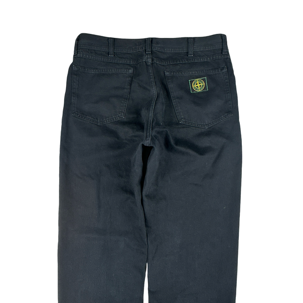Stone Island 90's Vintage Green Edge Black Denim Jeans - 34"