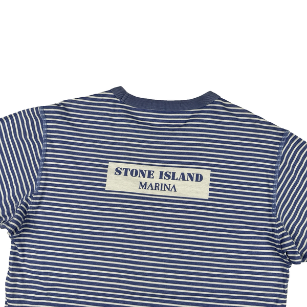 Stone Island 2019 Blue Striped Marina T Shirt - Large