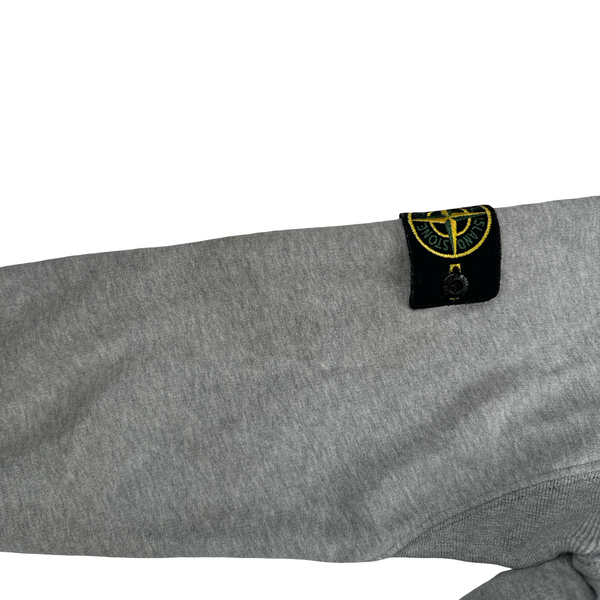 Stone Island Grey Cotton Pullover Hoodie - Medium