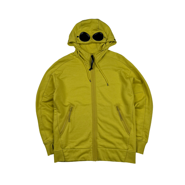 CP Company Mustard Yellow Cotton Goggle Hoodie - Medium