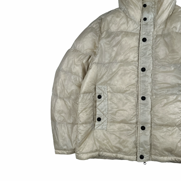 Stone Island 2012 Cream White Garment Dyed Puffer Jacket - 3XL