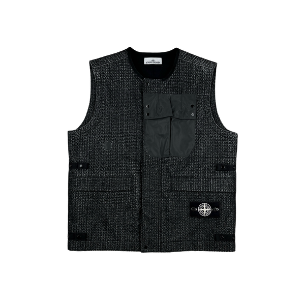 Stone Island 2022 Charcoal Needle Punched Reflective Gilet - Large