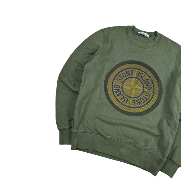 Stone Island 2021 Green 3D Rubber Logo Sweatshirt - Small