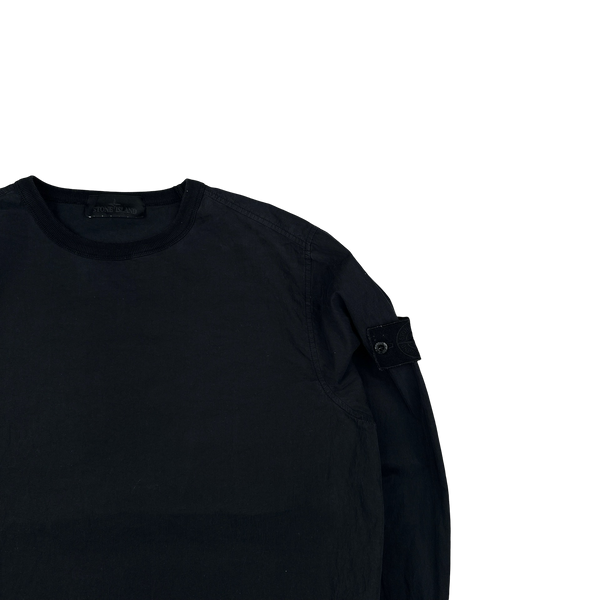 Stone Island 2019 Black Ghost Piece Resin Cotton Crewneck - Small