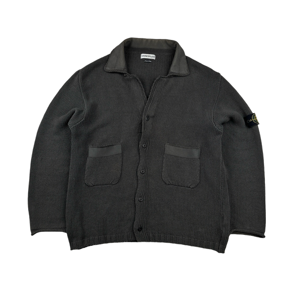 Stone Island Vintage 2002 Brown Cotton Knit Cardigan - XXL