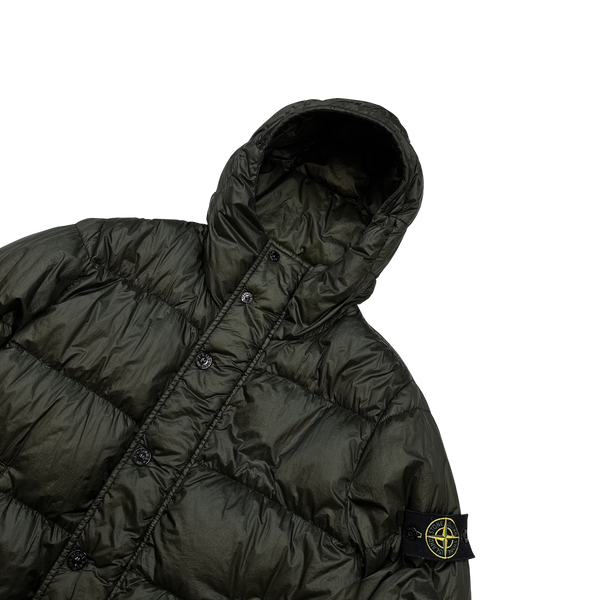 Stone Island Dark Khaki Garment Dyed Puffer Jacket  - Medium