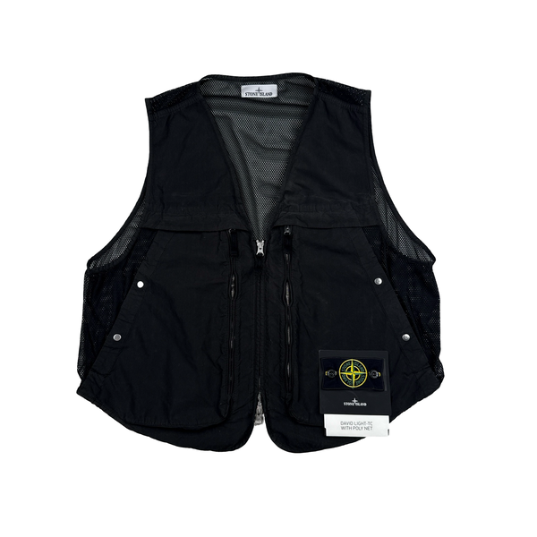 Stone Island 2024 Black David Light-TC Poly Net Gilet - Large