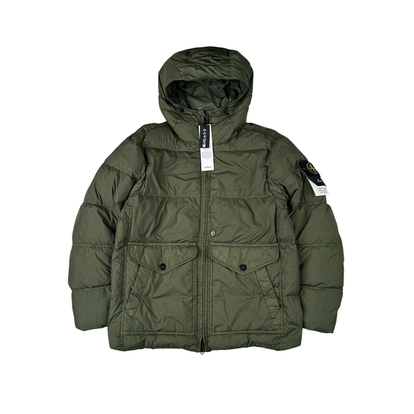 Stone Island 2024 Green Crinkle R-NY Down Puffer Jacket - Small
